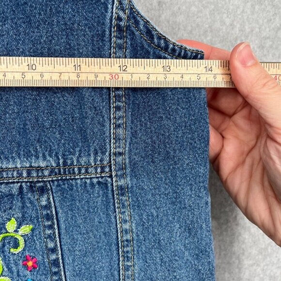 Expressions Toddler Girls VTG Denim Jumper Dress Size 5T Embroidered Floral 90s - Picture 12 of 13
